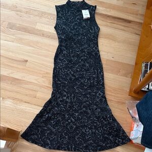 H&M Black and Gray Patterned Maxi Dress